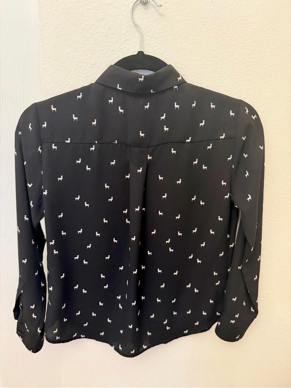 Banana Republic Black Button-Down Shirt with White Mini Print